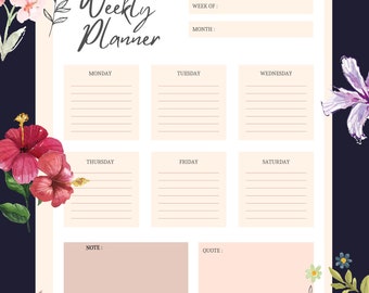 Amazing Flower Daily Planner With Calendar and Cover Monthly Digital Planner, Goodnotes Template, iPad Planner, Digital Bullet Journal Pdf