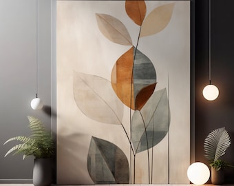 Minimalist Plant Wall Art Muted Colors Abstract Wall Art Abstract Autumn Colors Fall Decorations Art Print