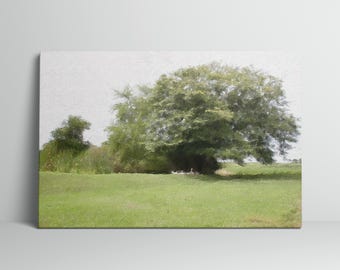 Paysage arbres oies impression sur toile impression d'art à l'huile décoration murale cadeau pour les amoureux de la nature décoration de bureau à domicile oeuvre d'art animalier