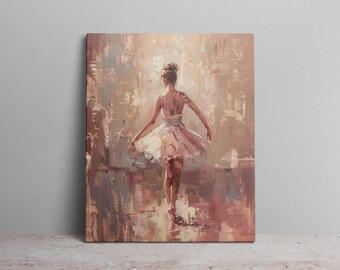 Ballerina Dance Matte Canvas Stretched Vintage Decor Pale Colors Background Home Office Decor Ballet Lover Wall Art Print