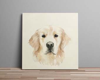 Golden Retriever Headshot Art Print Oil Painting Portrait Realistic Pet Portrait Canvas Art