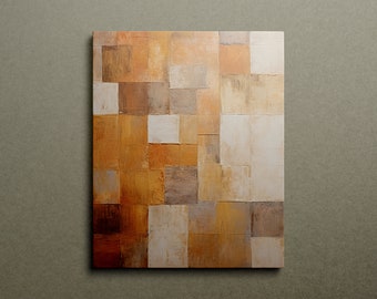 Beige Orange Light Brown Yellow Tones Art Print Oil Painting Canvas Abstract Color Palette Squares