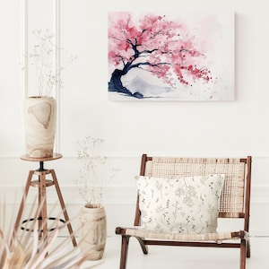 Cherry Blossom Tree Canvas Art Print Pink Cherry Blossom Wall Decor ...