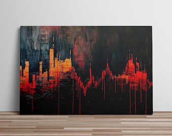 Market Candlestick Chart Abstract Art Print Oil Canvas Painting for Traders Economists and Scalpers