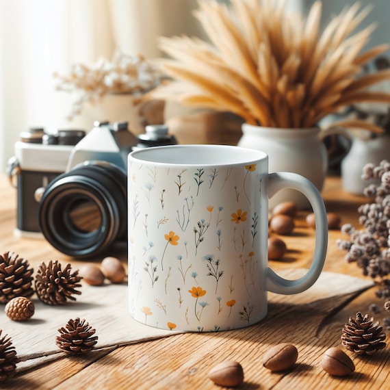 Floral Mug Ceramic Mug Calm and Natural Design Eco Friendly Microwave Safe Mug