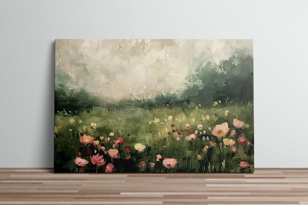 Flower Field Canvas Art Print Oil Painting Colorful Floral Landscape ...