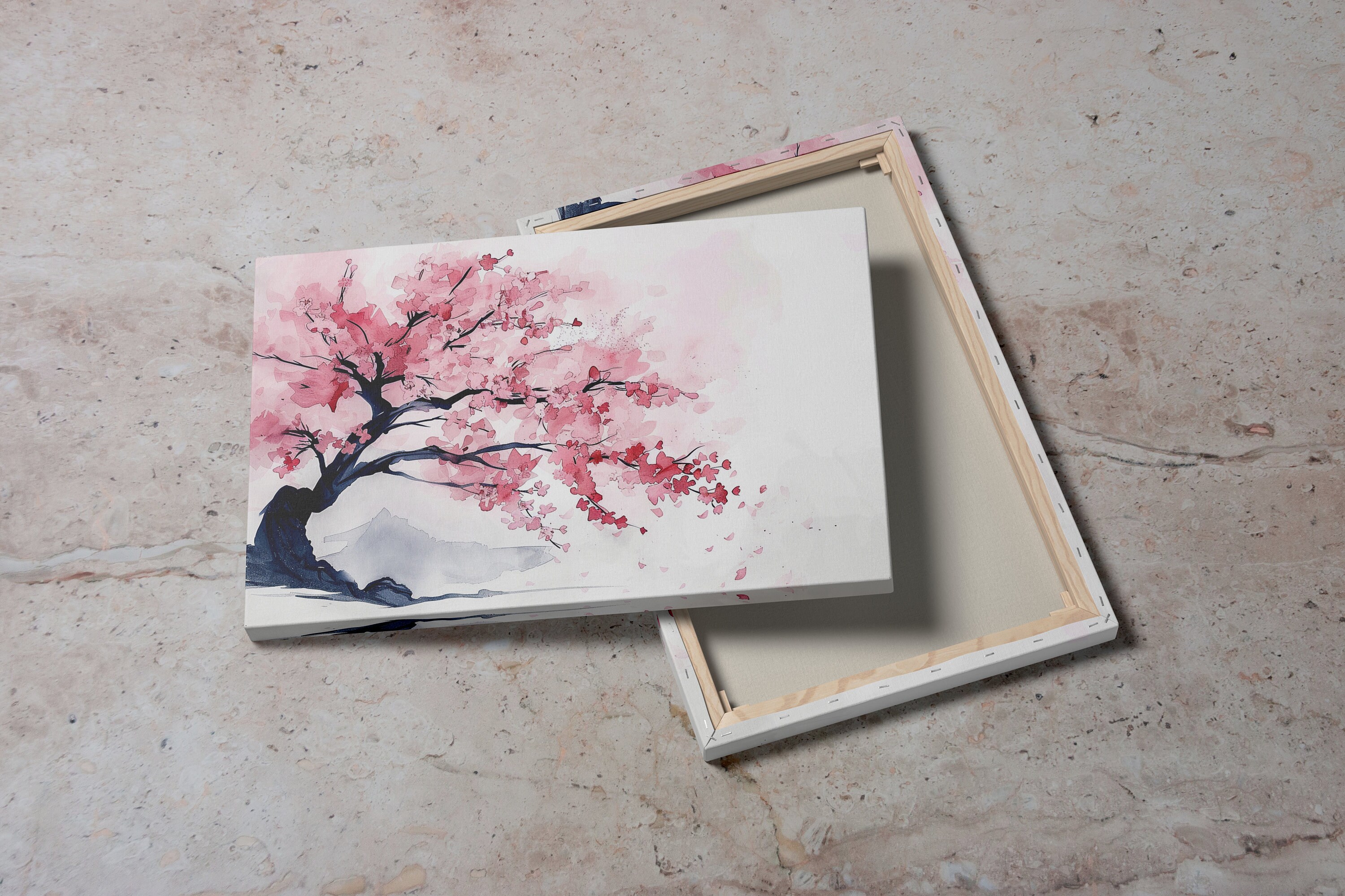 Cherry Blossom Tree Canvas Art Print Pink Cherry Blossom Wall Decor ...