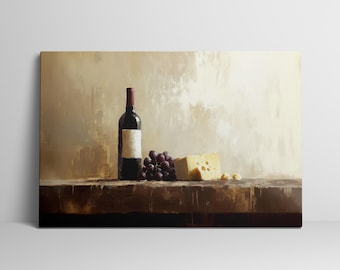 Vintage Wine and Cheese Kitchen Decor Home Decoration Art Print