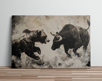 Bull and Bear Charging Market Mechanics Dynamic Market Decor for Traders and Investors Day Traders and Scalpers