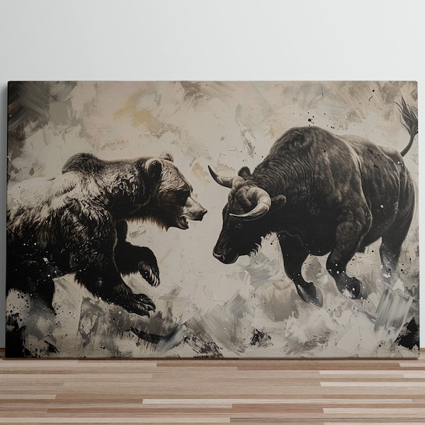 Bull and Bear Charging Market Mechanics Dynamic Market Decor for Traders and Investors Day Traders and Scalpers