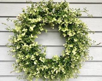 Faux Eucalyptus Wreath, Farmhouse Greenery, Front Door Decor