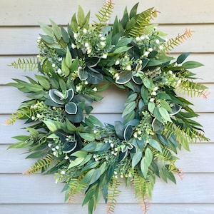 Forest bush year round wreath for front door, Modern Farmhouse Wall Decor, Everyday Wreath With Eucalyptus, Mother’s day gift