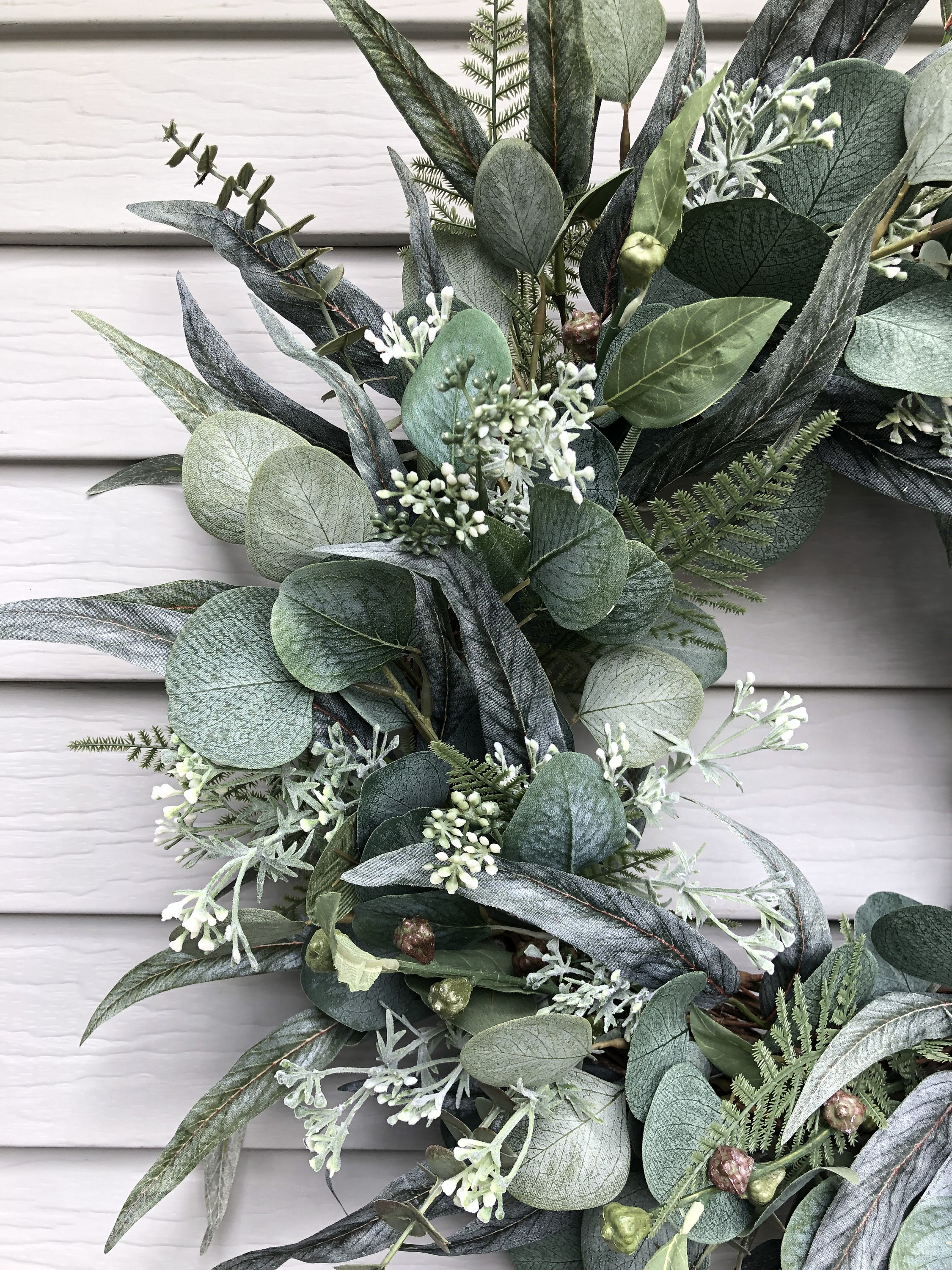 Year Round Eucalyptus Wreath for Front Door, Modern Farmhouse Decor ...
