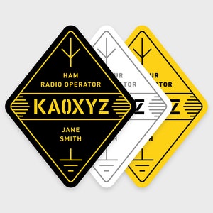Ham radio • Call sign sticker pack • Personalized • Waterproof • Dishwasher-safe • Ideal for a laptop, handheld, water bottle, or phone case