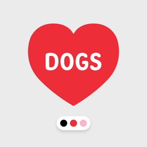I love dogs • Heart sticker • Waterproof sticker • Dishwasher-safe • Ideal for a water bottle, laptop, tablet, Kindle, or phone case