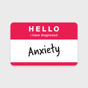 Hello, I&#39;ve diagnosed anxiety • Anxiety sticker • Mental health • Ideal for a water bottle, laptop, or Kindle • Waterproof • Dishwasher-safe