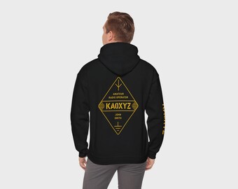 Personalized hoodie with call sign • Printed on back and sleeve • Fantastic gift for a radio enthusiast • Ham radio • Amateur radio