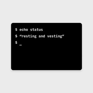 Resting and vesting • Laptop sticker • Waterproof sticker • Dishwasher-safe • Ideal for a water bottle, tablet, Kindle, or phone case