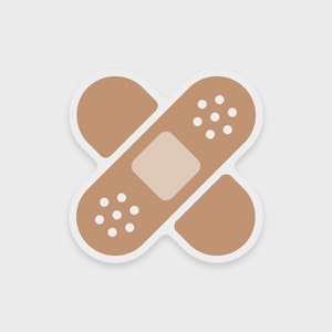 Bandaid sticker for your car, laptop, tablet, Kindle, or phone • Double bandaid design • Waterproof • Dishwasher-safe