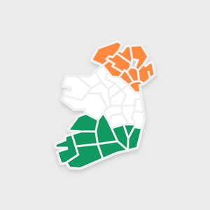 Ireland sticker • Counties of Ireland • Clear sticker • Waterproof • Dishwasher-safe • Ideal for a water bottle, laptop, Kindle, or phone