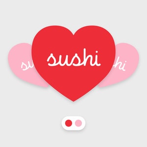I love sushi • Heart sticker • Waterproof sticker • Dishwasher-safe • Ideal for a water bottle, laptop, tablet, Kindle, or phone case