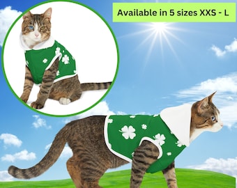 St. Patrick's Day Cat Hoodie Irish Shamrock Pet Hoodie Matching Cat and Owner Matching Outfit Costume For Cats Small Medium Big Cat Shirt