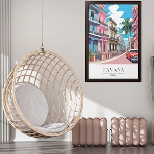 Havana Poster Cuba Art Travel Poster Vacation Trip Framed Cuba Wall Art Print 50&#39;s Car Cuban Art Print Miami Cuban Gifts Tropical Home Decor