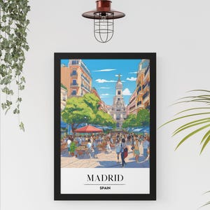 Madrid Spain Travel Poster Madrid Framed Print Spanish Vacation Souvenir City of Madrid Wall Art Home Apartment Gift Dorm Decor Study Abroad