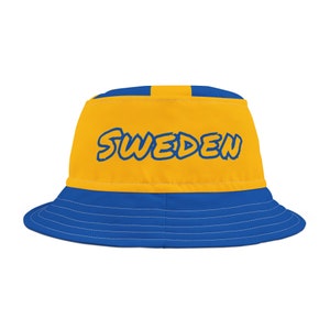 Sweden Bucket Hat Swedish Flag Colors National Hat Sweden Soccer Team Fan Gift For Men Women Sports Hockey Skiing Fan Scandinavian Gifts Dad