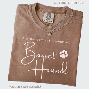 Basset Hound Shirt Comfort Colors The Correct Answer TShirt Basset Hound Tee Dog Mom Shirt Dog Dad Gift Funny Dog Lover Christmas Gift Art