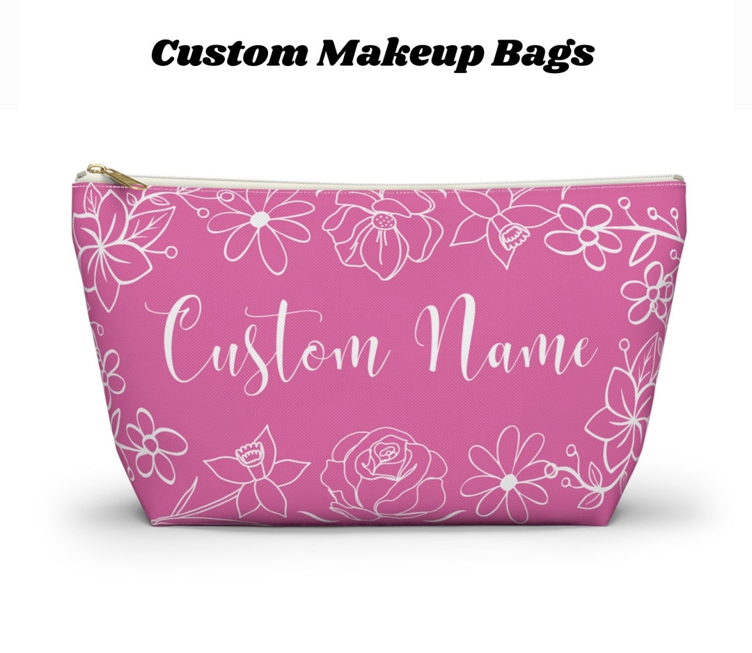 Custom Makeup Bags Personalized Bridesmaid Gift Ideas Floral Etsy