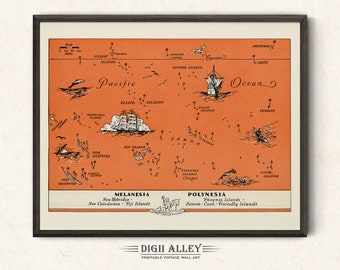 Map of Islands in Micronesia &amp; Melanesia Fun Vintage - Etsy