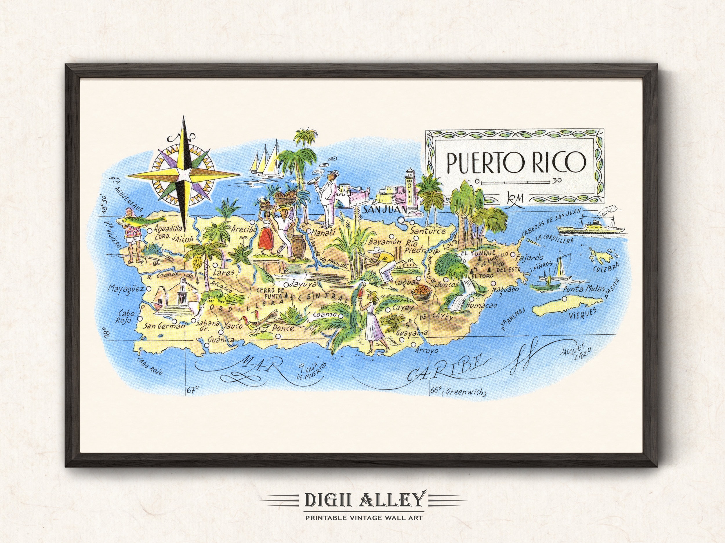 Fun Map Of Puerto Rico In The Caribbean Digital Download PRINTABLE Il Fullxfull.4965464909 79ug 