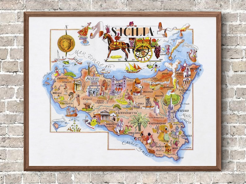 Fun Map of Italy Sicily Sicilia - Il 794xN.5697872297 2ln6 