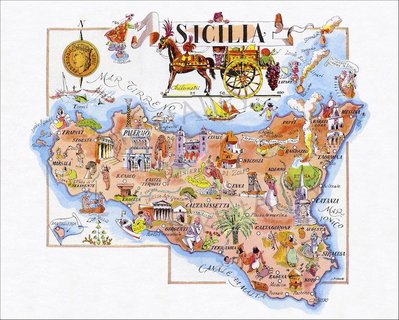 Fun Map of Italy Sicily Sicilia - Il 794xN.5697872327 91q6