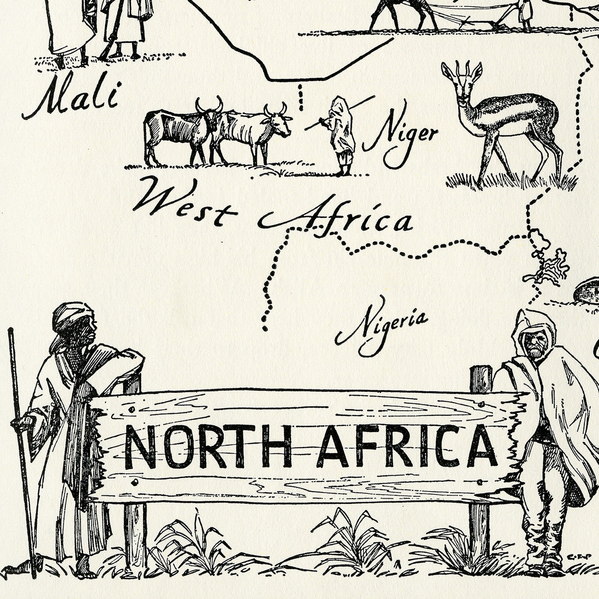 Map of North Africa – Digital Download PRINTABLE Vintage Pictorial Fun ...