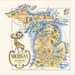Fun State Map of Michigan – Digital Download PRINTABLE Vintage ...