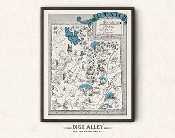 Pictorial State Map of West Virginia Digital Download PRINTABLE Vintage ...