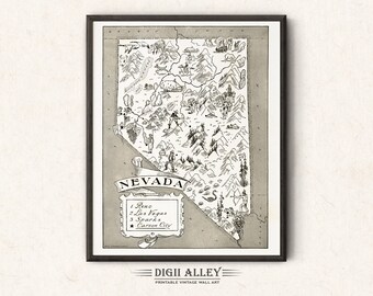 Pictorial State Map of Arizona Digital Download PRINTABLE Vintage Fun ...