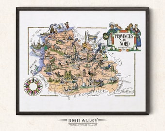 フランスのノルマンディー地方の楽しい地図、フランス、FR