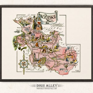Lustige Karte von Overijssel, Niederlande - Digital Download DRUCKBARE Vintage Wand Kunst Dekor Skurrile Cartoon Illustration Abenteuer