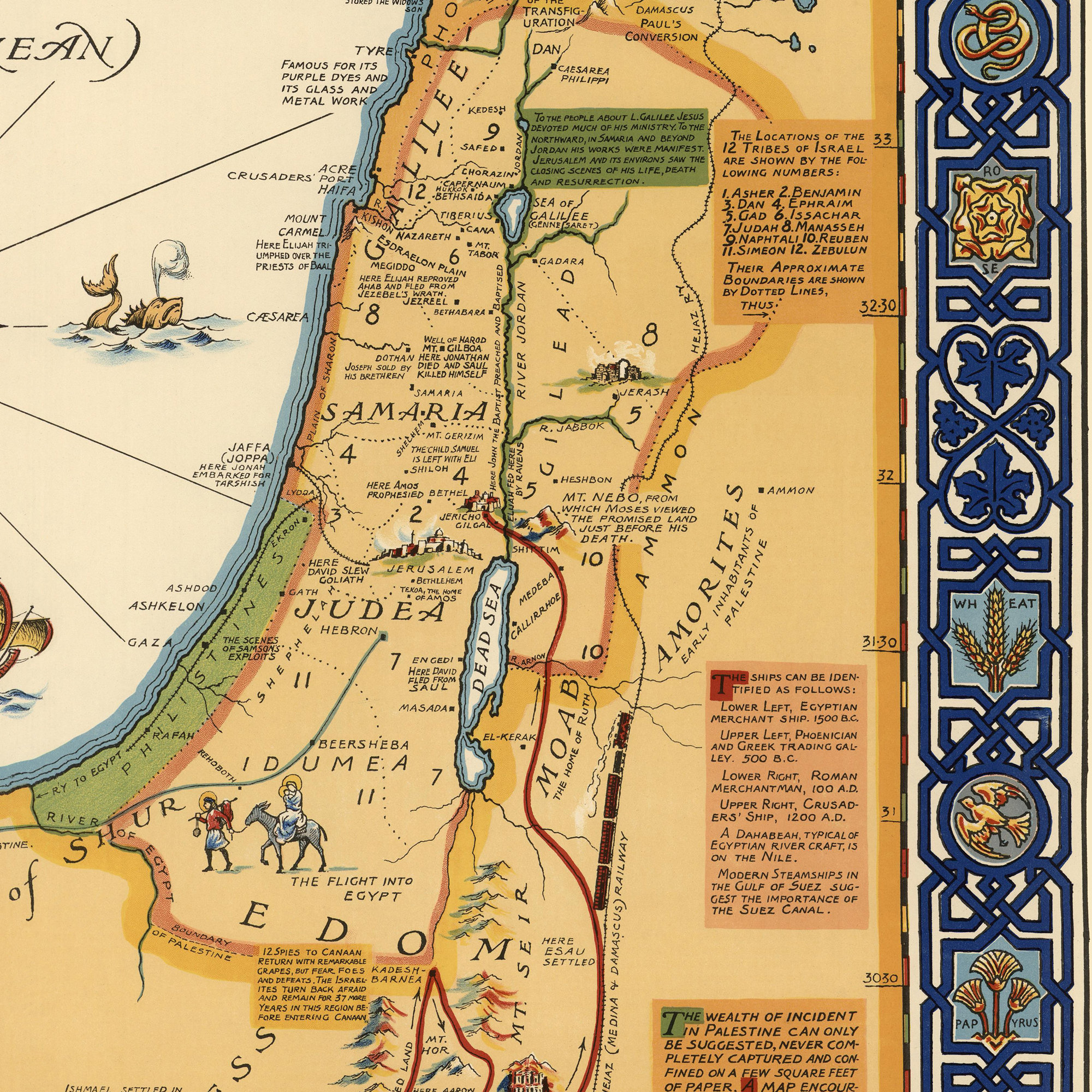 Old Map of the Holy Land in the Middle East – Digital Download