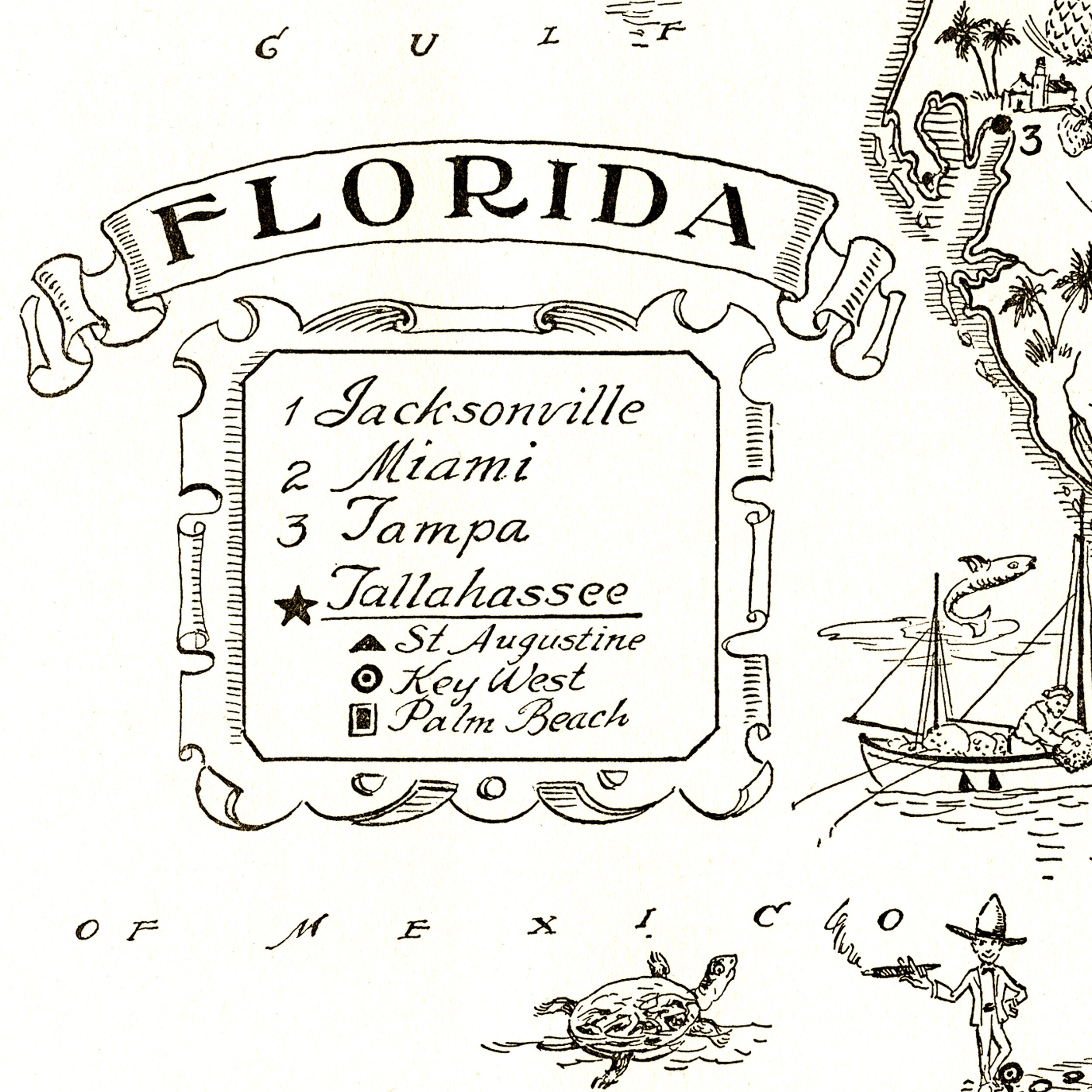 Pictorial State Map of Florida Digital Download PRINTABLE - Etsy Australia