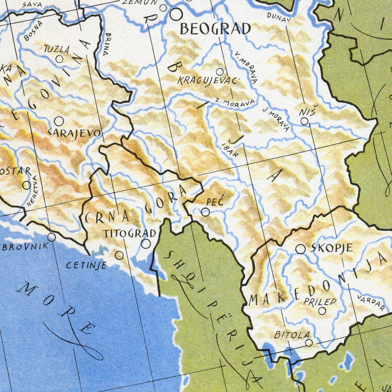 Old Map of Former Yugoslavia – Digital Download PRINTABLE Vintage Fun ...
