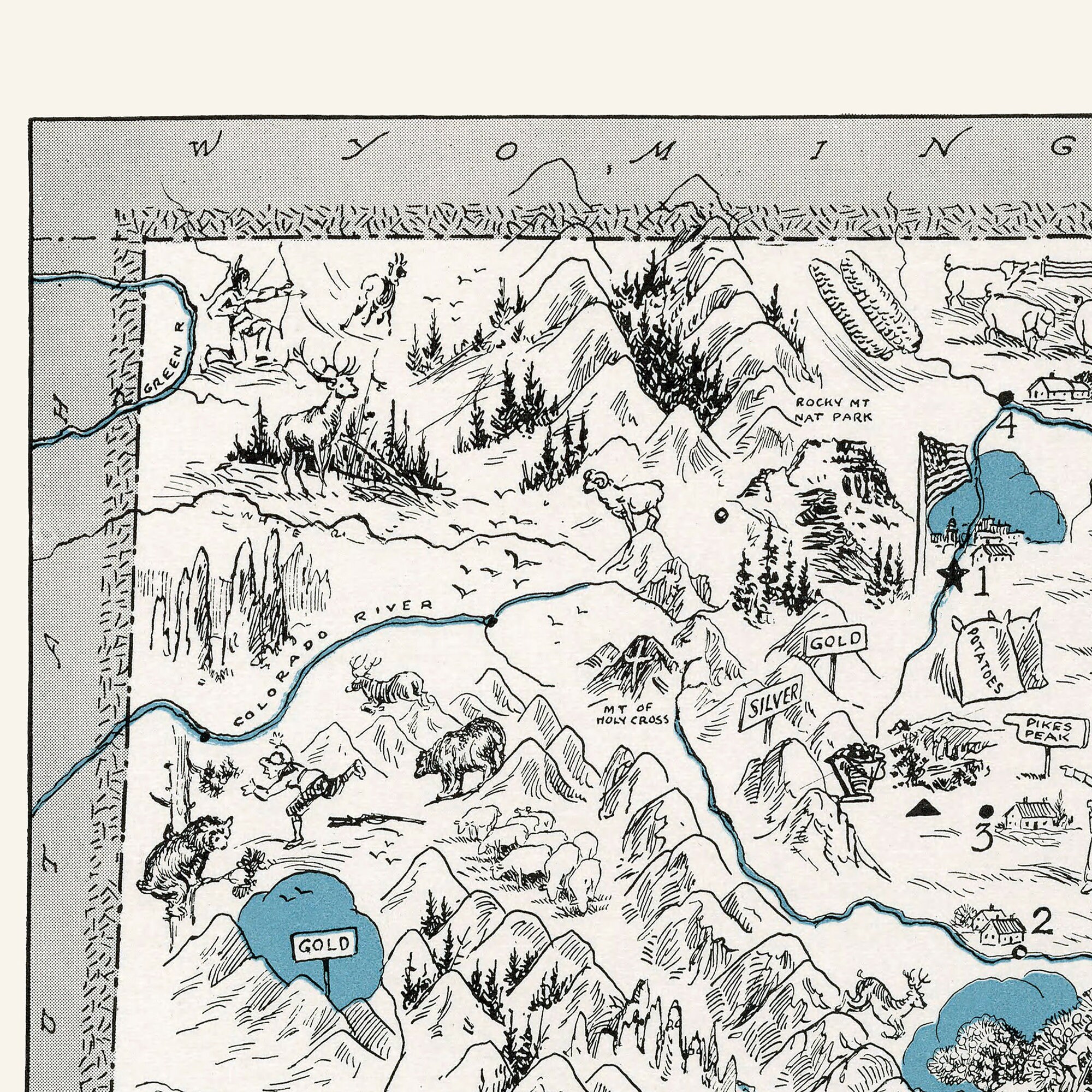 Pictorial Map of Colorado Digital Download PRINTABLE Vintage Fun Old ...