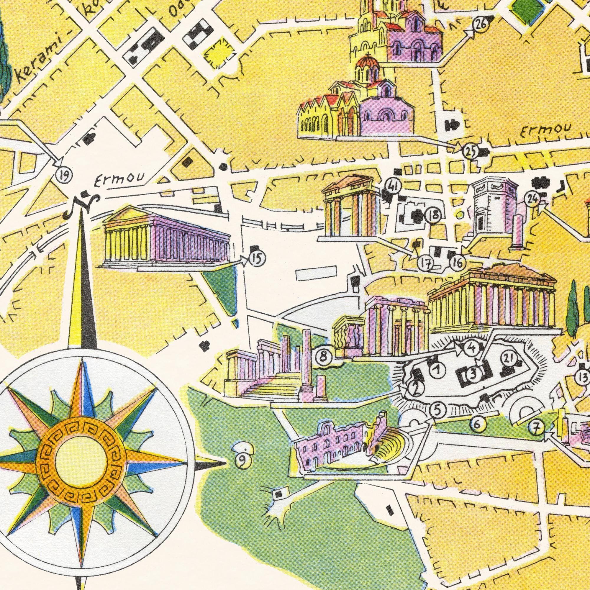 Fun Map of Athens in Greece – Digital Download PRINTABLE Vintage Fun ...