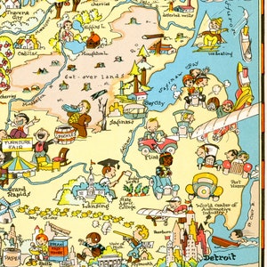 Fun State Map of Michigan – Digital Download PRINTABLE Vintage ...