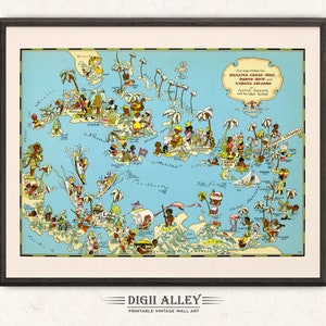 Karte der Panamakanal-Zone - digitaler Download DRUCKBARE Spaß Vintage bildliche alte Illustration Pazifik Wand Kunst Tropical Strand Geschenk