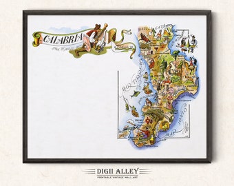 Fun Map of Italy Italia Digital Download PRINTABLE Vintage Pictorial ...