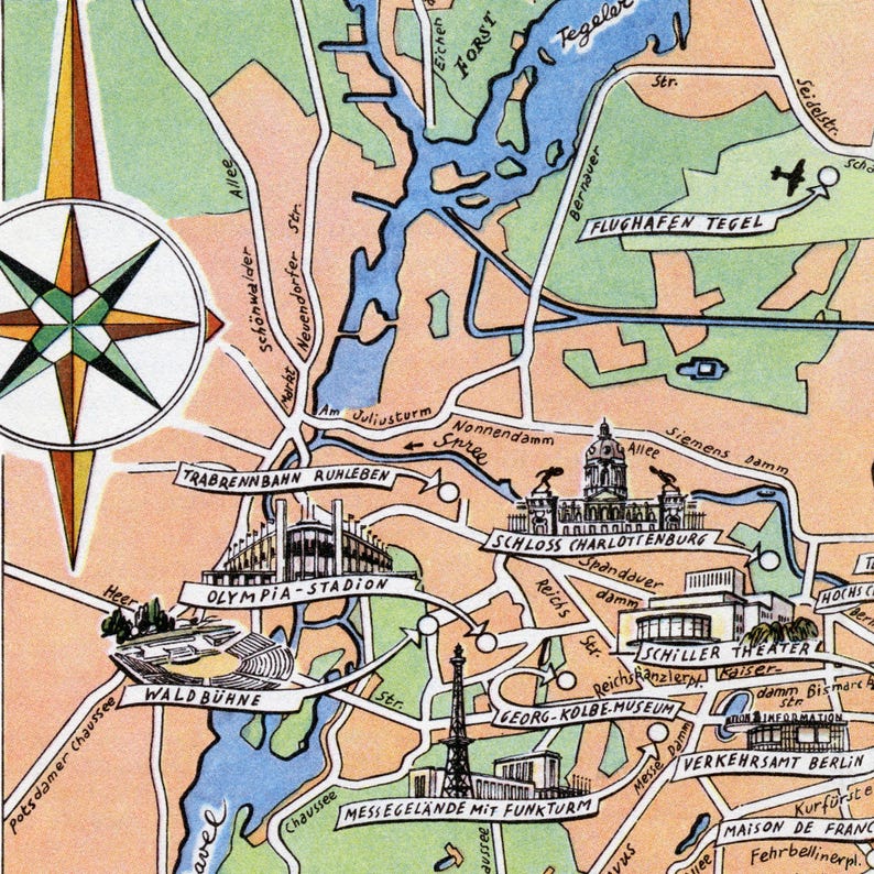 Fun Map of Berlin Streets in Germany, Deutschland, DE – Digital ...